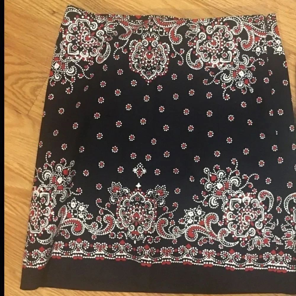 Talbots 6P paisley midi skirt navy multi colored